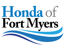 Logo of Honda of Fort Myers with blue waves.